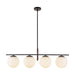 Alora - LP421437MBOP - Four Light Linear Pendant - Zuri - Matte Black/Opal Glass