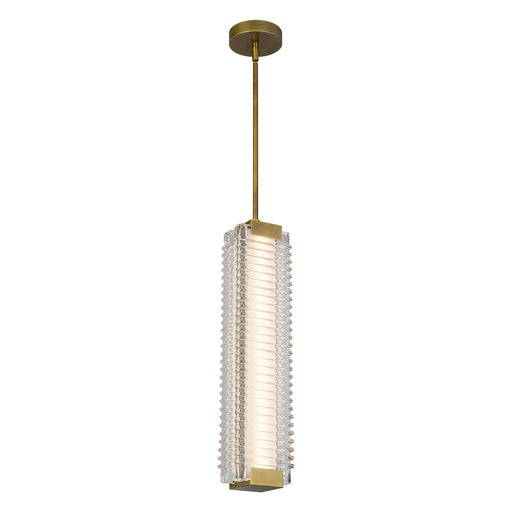 Alora - PD374624VBCR-UNV - LED Pendant - Alai - Vintage Brass/Ribbed Glass