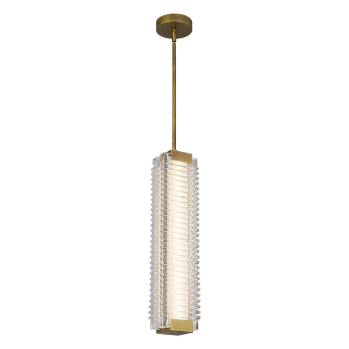 Alora - PD374624VBCR-UNV - LED Pendant - Alai - Vintage Brass/Ribbed Glass