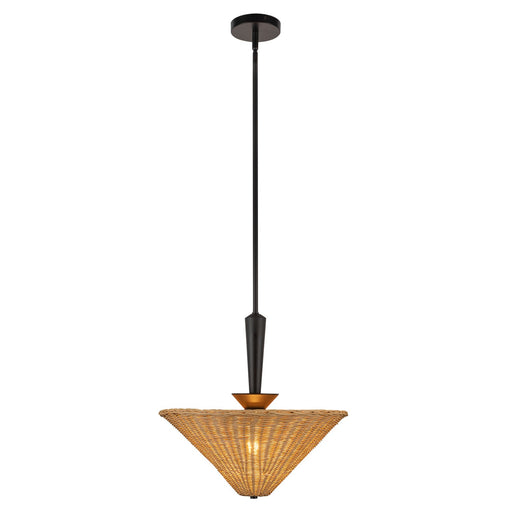 Bridgette One Light Pendant Matte Black/Rattan