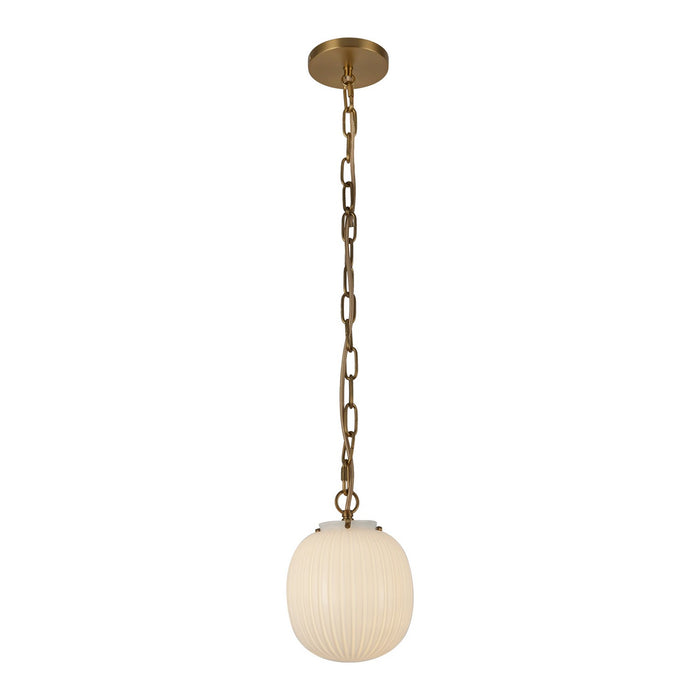 Alora - PD579107BGGR - One Light Pendant - Cherise - Brushed Gold/Glossy Ribbed Opal Glass