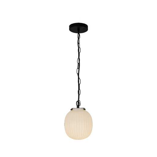 Alora - PD579107MBGR - One Light Pendant - Cherise - Matte Black/Glossy Ribbed Opal Glass