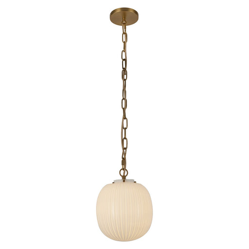 Cherise One Light Pendant Brushed Gold/Glossy Ribbed Opal Glass