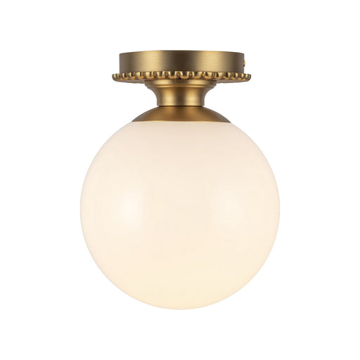 Otis One Light Semi-Flush Mount Brushed Gold/Glossy Opal Glass