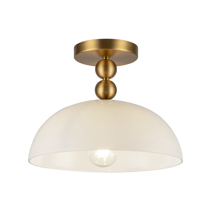 Alora - SF459012BGGO - One Light Semi-Flush Mount - Paisley - Brushed Gold/Glossy Opal Glass