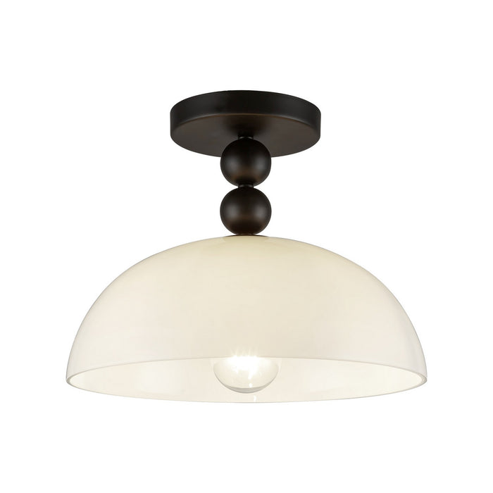 Alora - SF459012MBGO - One Light Semi-Flush Mount - Paisley - Matte Black/Glossy Opal Glass