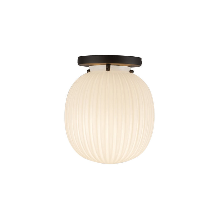 Alora - SF579107MBGR - One Light Semi-Flush Mount - Cherise - Matte Black/Glossy Ribbed Opal Glass