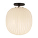 Alora - SF579112MBGR - One Light Semi-Flush Mount - Cherise - Matte Black/Glossy Ribbed Opal Glass