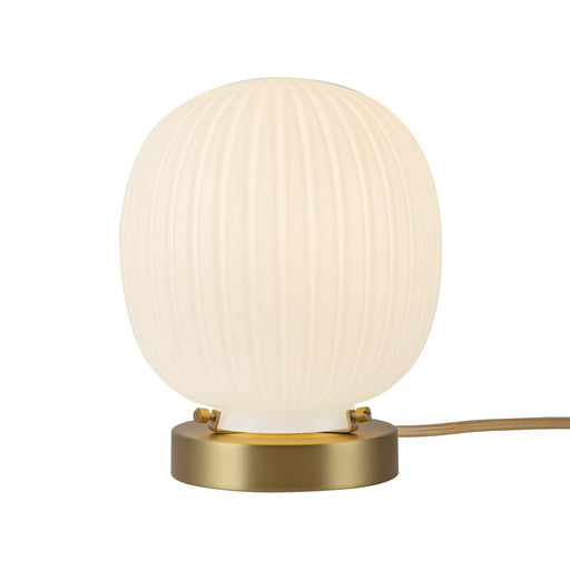 Cherise One Light Table Lamp Brushed Gold/Glossy Ribbed Opal Glass