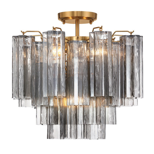 Addis Four Light Semi Flush Mount Aged Brass