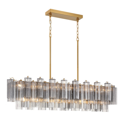 Addis 14 Light Linear Chandelier Aged Brass