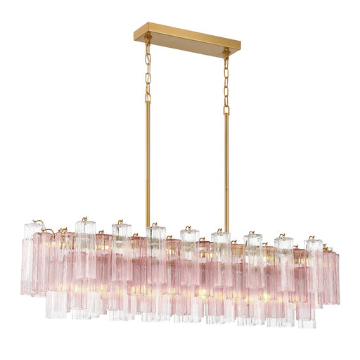 Addis 14 Light Linear Chandelier Aged Brass