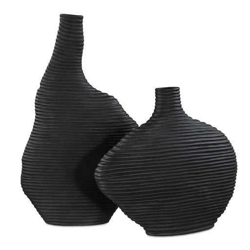 Duostacked Vases Set/2 Matte Black