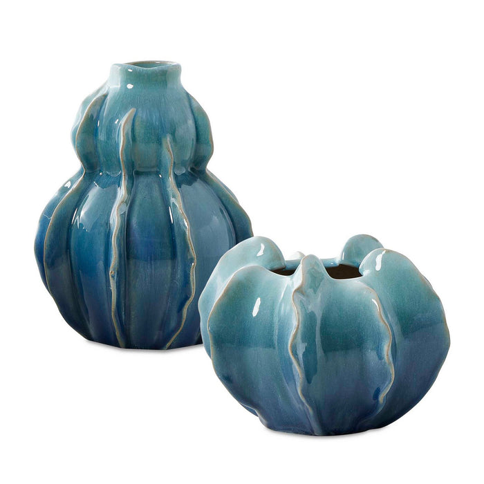 Uttermost - 18263 - Vases Set/2 - Ocean Wave - Blue-green