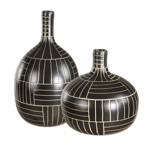Graphite Vases Set/2 Black
