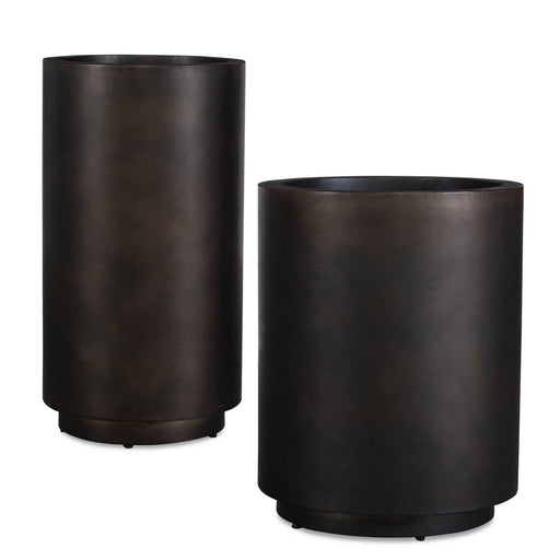 Volcan Planters Set/2 Matte Bronze