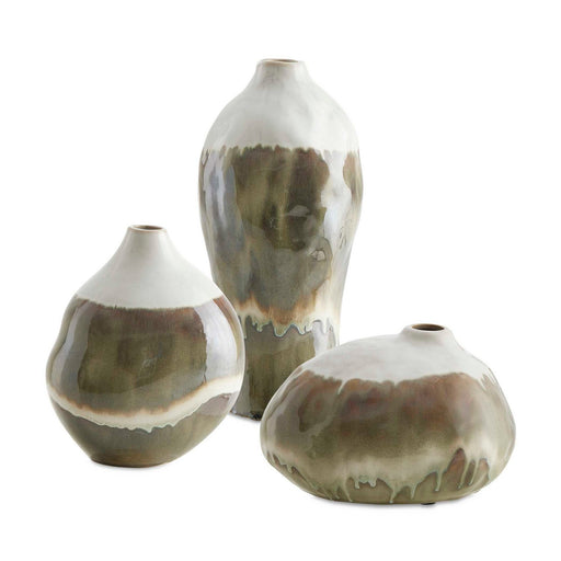 Earthflow Vases Set/3 Smooth, Glazed