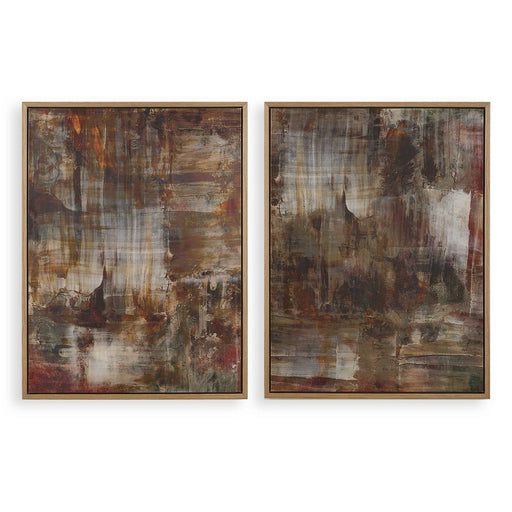 Molten Patina Framed Canvases, Set/2 Light Oak