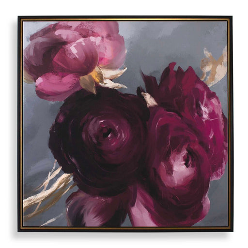 Plum Ranculus Framed Art Gold
