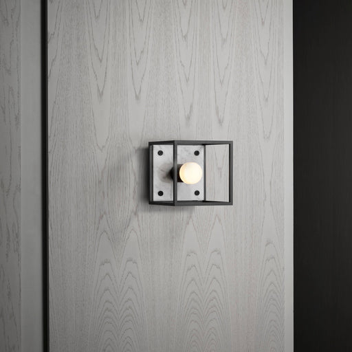 One Light Ceiling Mount White Marble