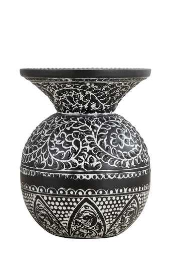 Navi Side Table Black With White Antique