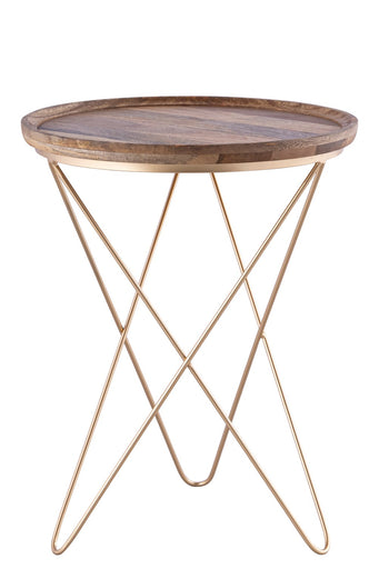 Reva Side Table Black With Natural Wood