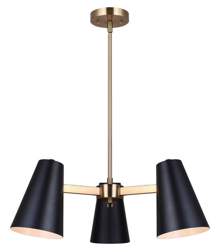 Harken Three Light Chandelier Matte Black And Gold
