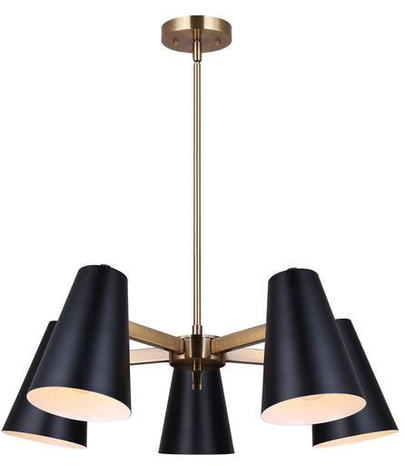 Harken Five Light Chandelier Matte Black And Gold