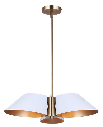 Daxton Three Light Chandelier Matte White And Gold