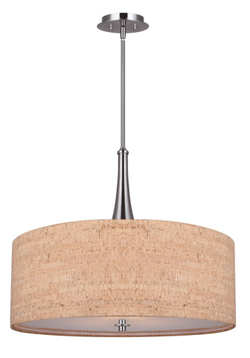 Eden Three Light Chandelier Cork And Brushed Nickel