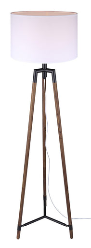 Cameram One Light Floor Lamp Matte Black With Faux Woodgrain