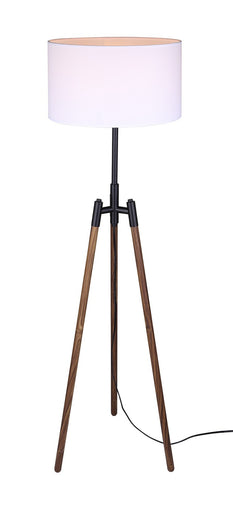 Sull One Light Floor Lamp Matte Black And Faux Woodgrain