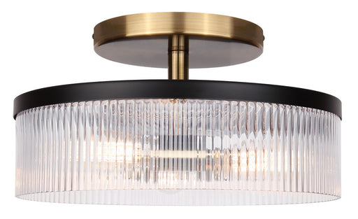 Jenner Three Light Semi-Flush Mount Matte Black And Gold