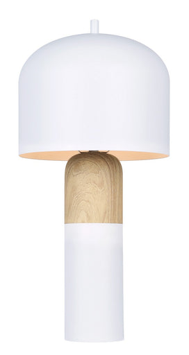 Caleb One Light Table Lamp Matte White & Faux Wood