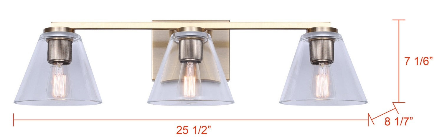 Canarm - IVL1159A03GD - Three Light Vanity - Berklie - Gold