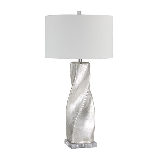 Lyons One Light Table Lamp Crackled Mercury Silver