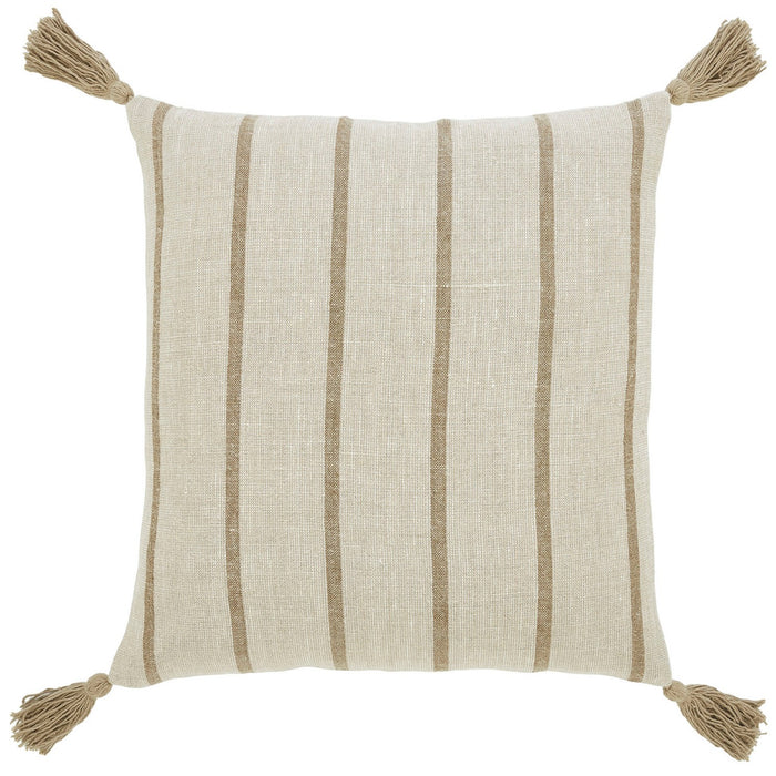 Renwil - PWFL1436 - Pillow - Truden - Natural Linen / Dark Brown Linen Stripe