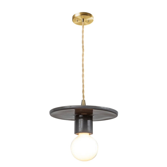 Justice Designs - CER-6320-GRY-ABRS-BEIG-TWST - One Light Pendant - Radiance - Gloss Grey
