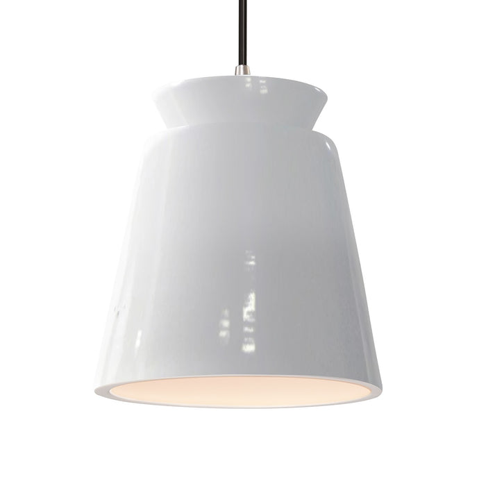 Justice Designs - CER-6425-WHT-NCKL-BKCD - One Light Pendant - Radiance - Gloss White