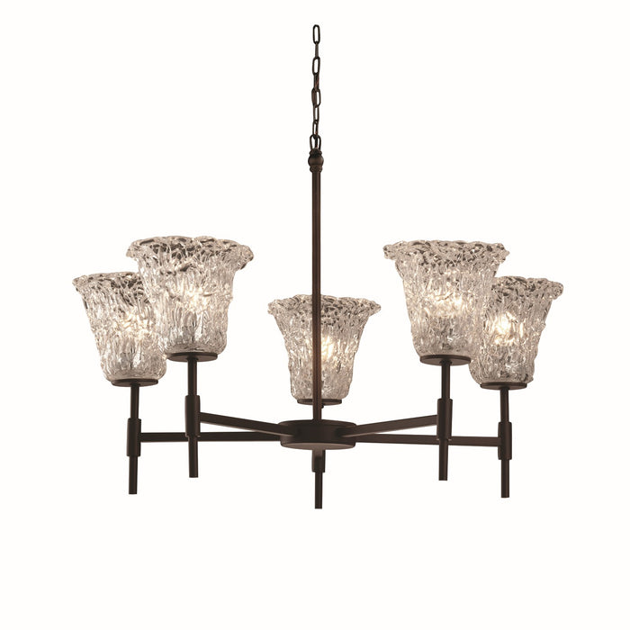 Justice Designs - GLA-8410-20-LACE-DBRZ - Five Light Chandelier - Veneto Luce - Dark Bronze