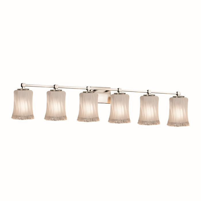 Justice Designs - GLA-8426-16-WTFR-NCKL - Six Light Bath Bar - Veneto Luce - Brushed Nickel