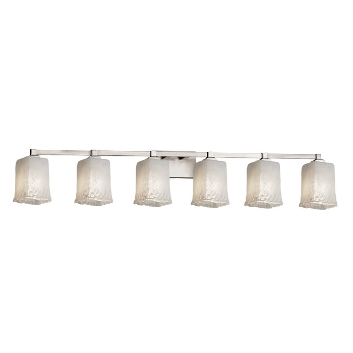 Justice Designs - GLA-8436-26-WHTW-NCKL - Six Light Bath Bar - Veneto Luce - Brushed Nickel