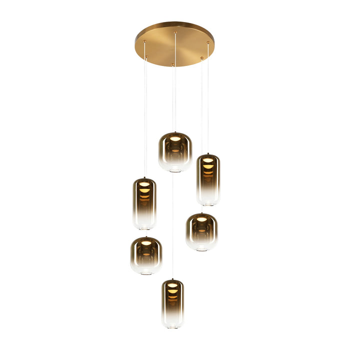 Matteo Lighting - C37406AGAG - Six Light Chandelier - Refrax - Aged Gold Brass