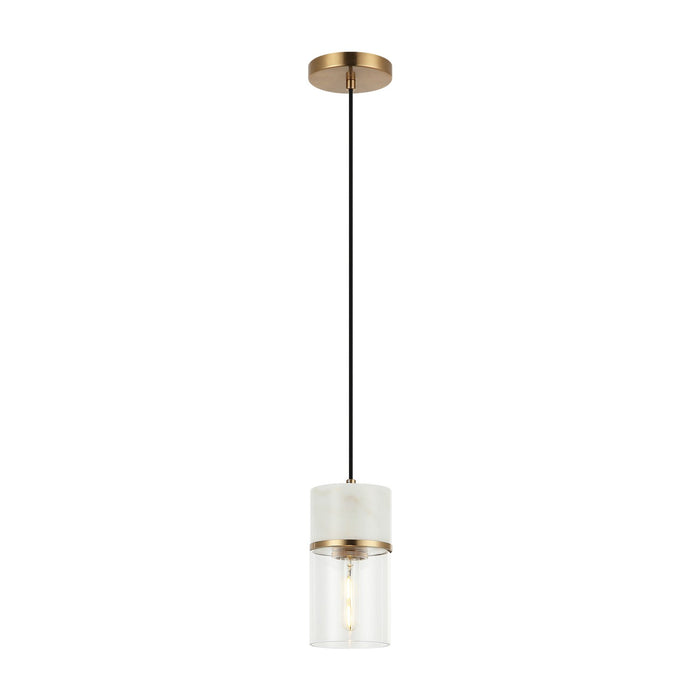 Matteo Lighting - C39901AG - One Light Pendant - Marmor - Aged Gold Brass + White Marble