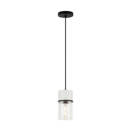 Marmor One Light Pendant Matte Black + White Marble