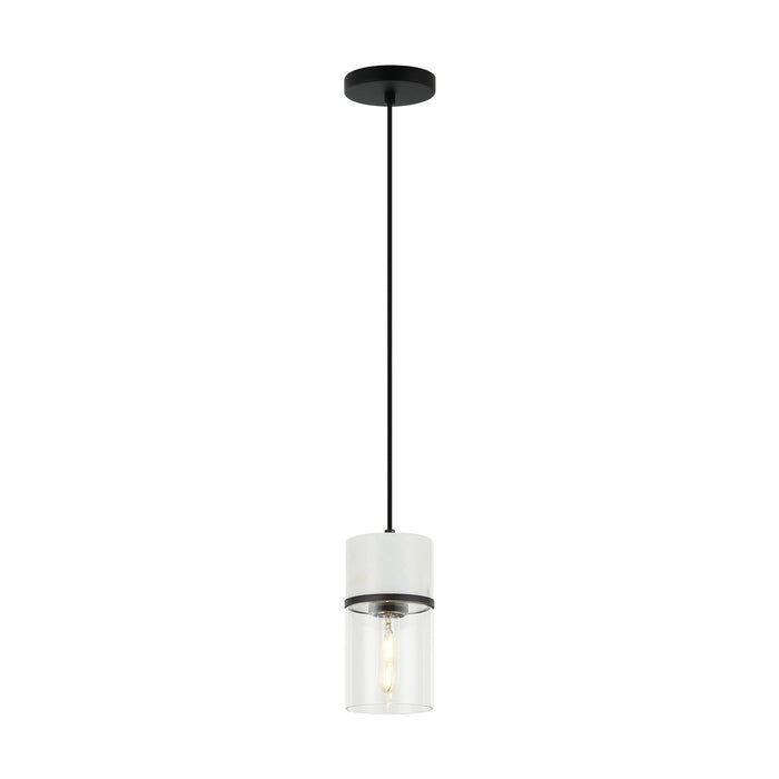 Matteo Lighting - C39901MB - One Light Pendant - Marmor - Matte Black + White Marble