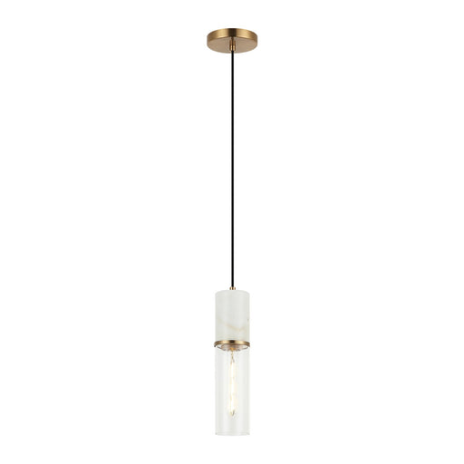 Marmor One Light Pendant Aged Gold Brass + White Marble