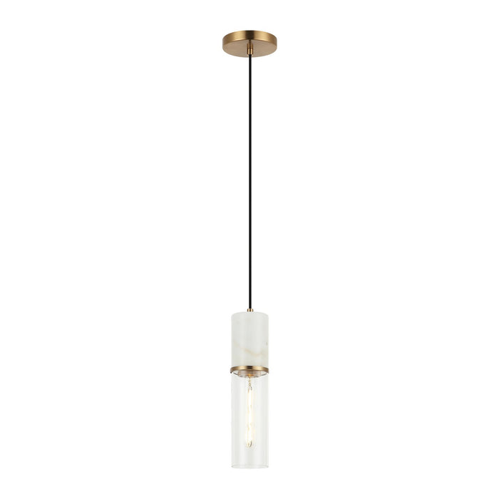 Matteo Lighting - C39911AG - One Light Pendant - Marmor - Aged Gold Brass + White Marble