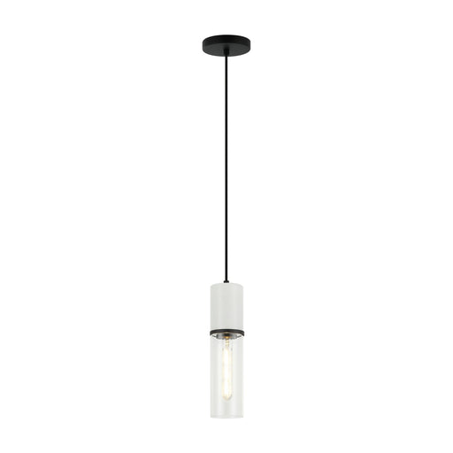 Marmor One Light Pendant Matte Black + White Marble