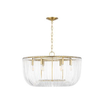 Pierce Six Light Pendant Burnished Brass